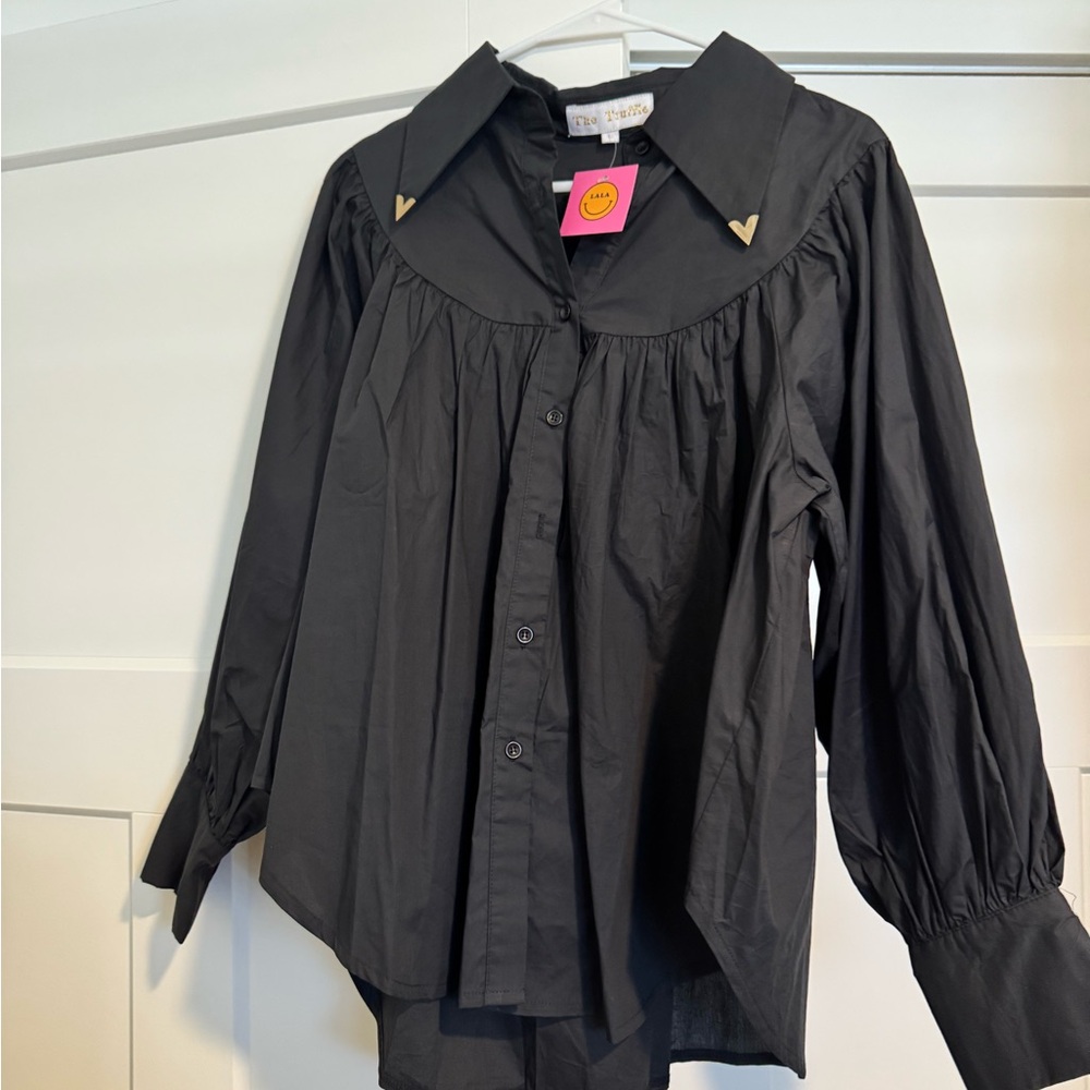 Dressed in LALA Black Button Down Shirt
